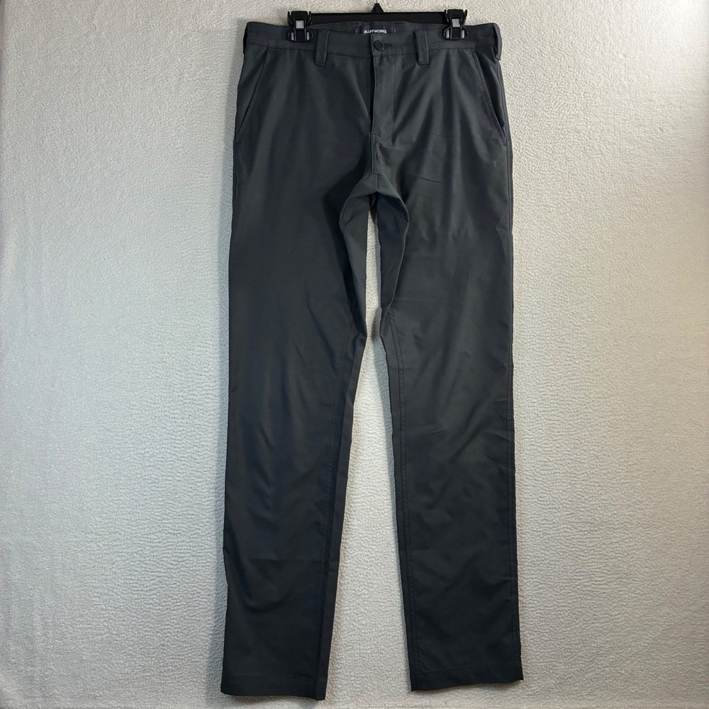 Bluffworks Ascender Pants Men‎ 31x34 Gray Tailored Fit Travel Tech Chino